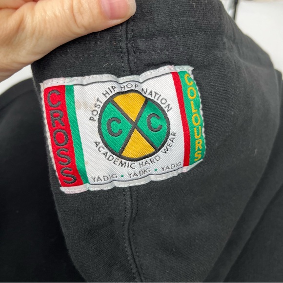 Vintage Cross Colours TLC Hoodie Black Sweatshirt Hip Hop 90s - Picture 4 of 7